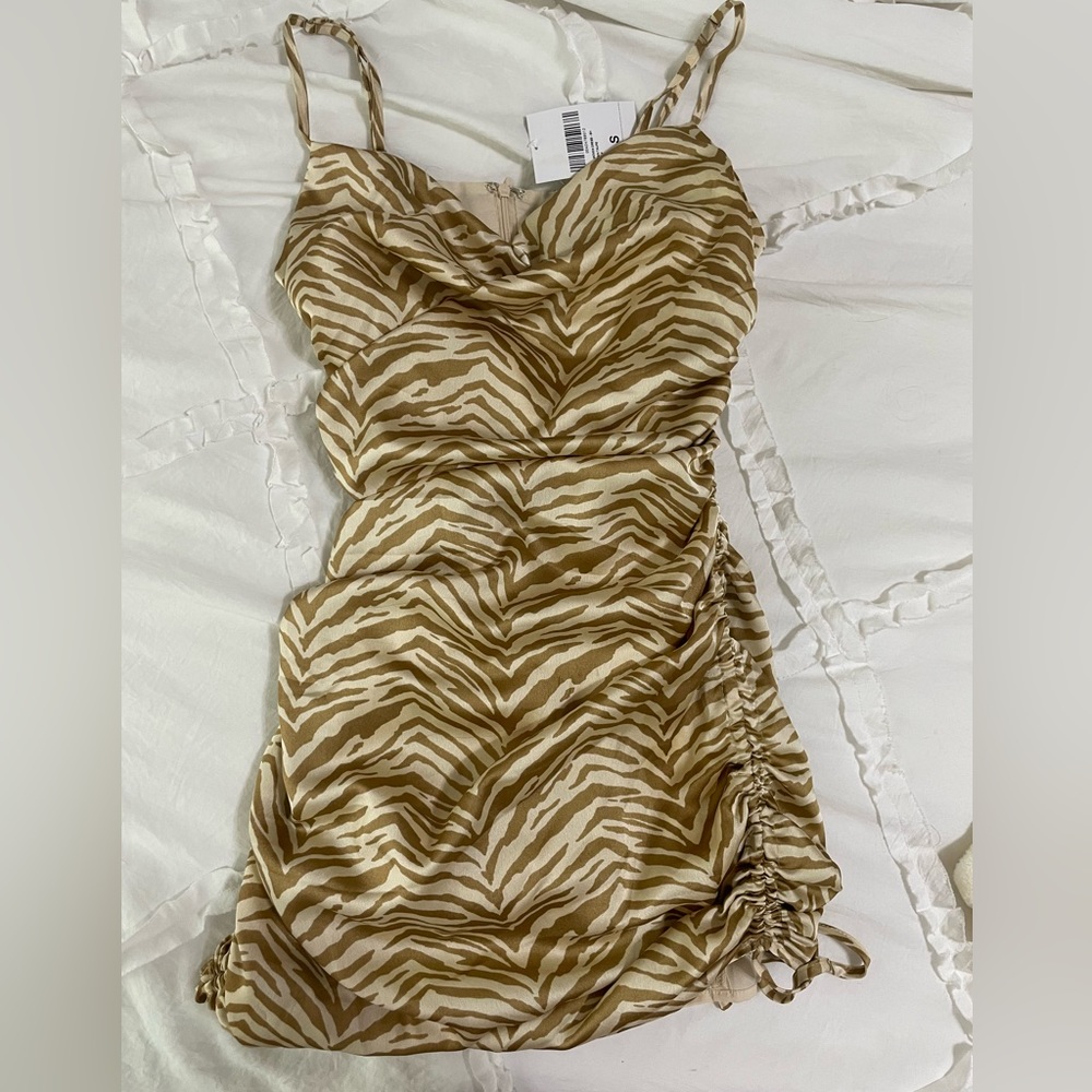 Satin tiger print mini dress NWT
